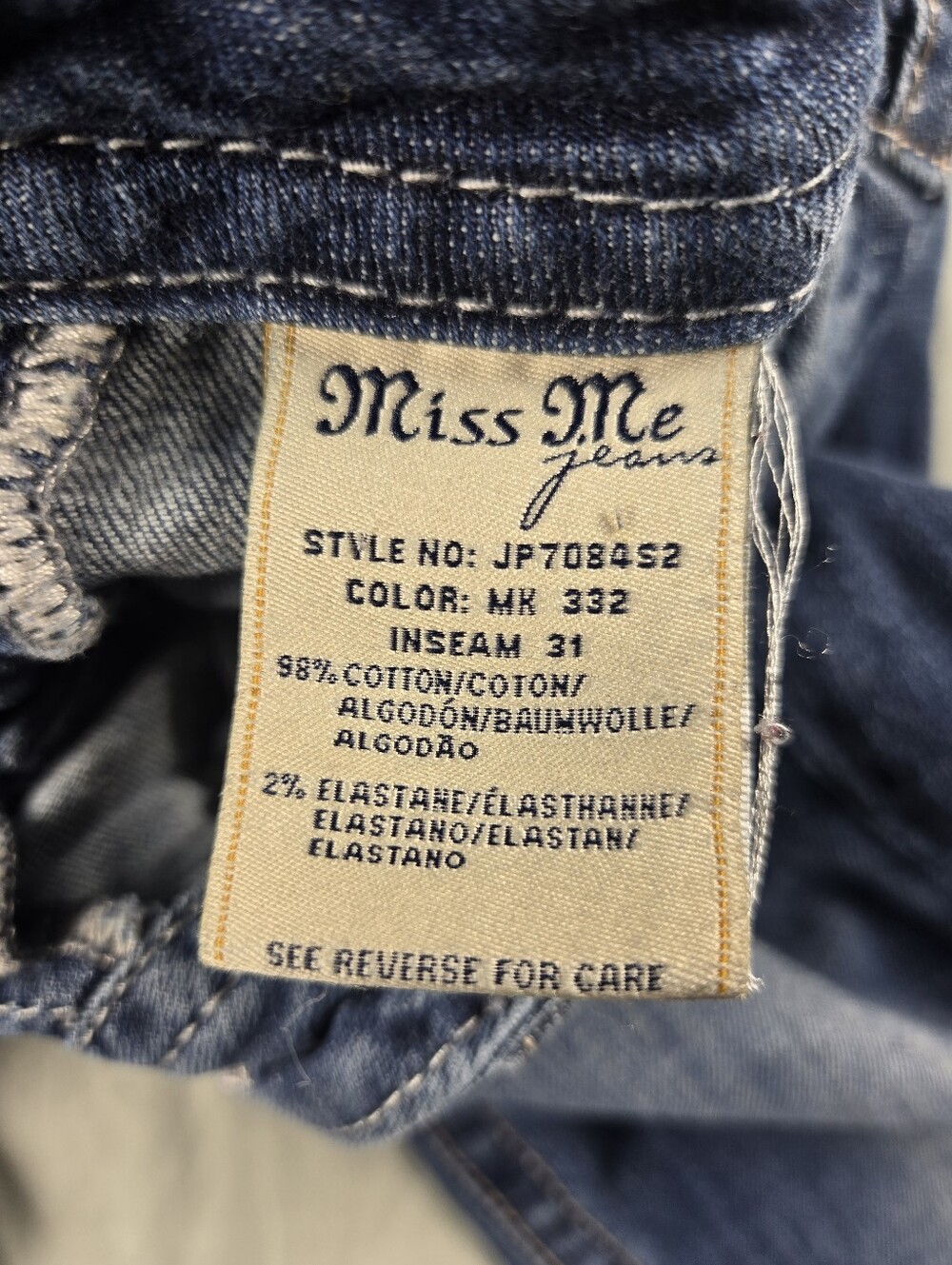Miss Me Blue Skinny Jeans with Embellished Back Pockets - Picture 5 of 12